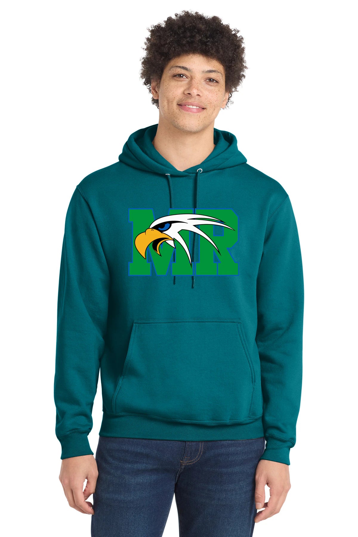 Maple River High School hockey_boys - Teal Port & Co Core Fleece Pullover Hooded Sweatshirt. PC78H