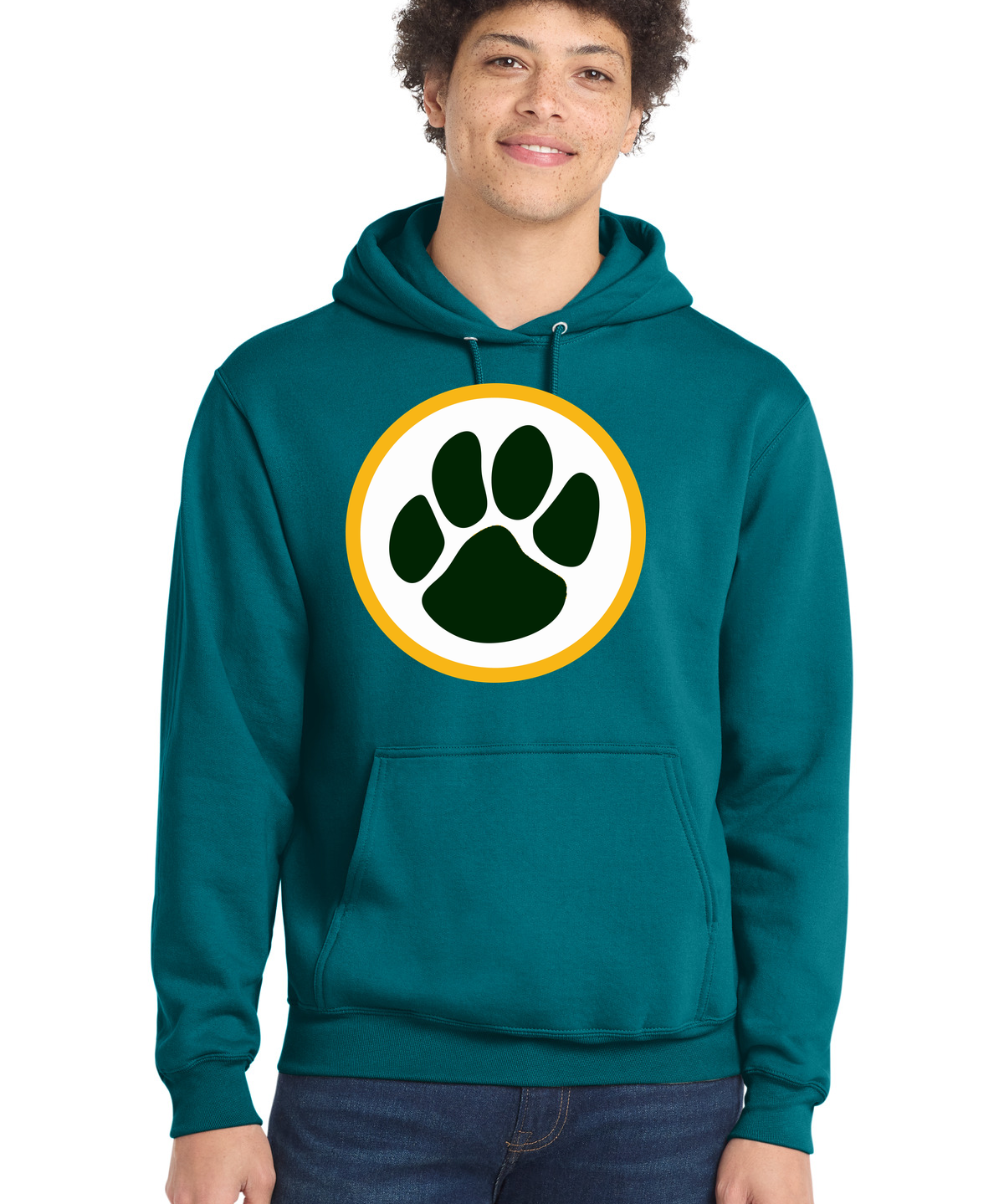 Ashwaubenon High School Football (Boys) - Teal Port & Co Core Fleece Pullover Hooded Sweatshirt. PC78H