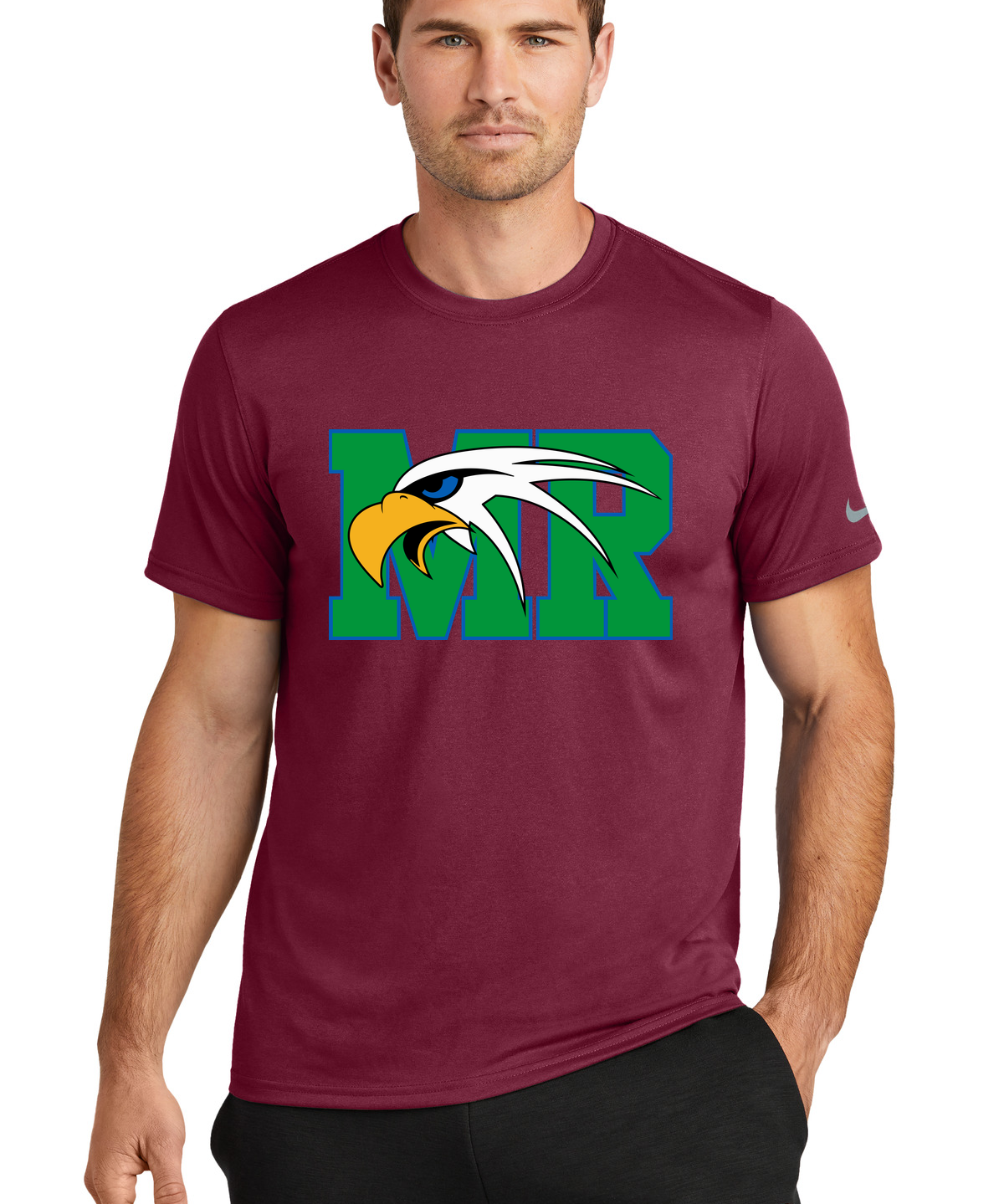 Maple River High School hockey_boys - Team Maroon Nike Swoosh Sleeve rLegend Tee NKDX8730