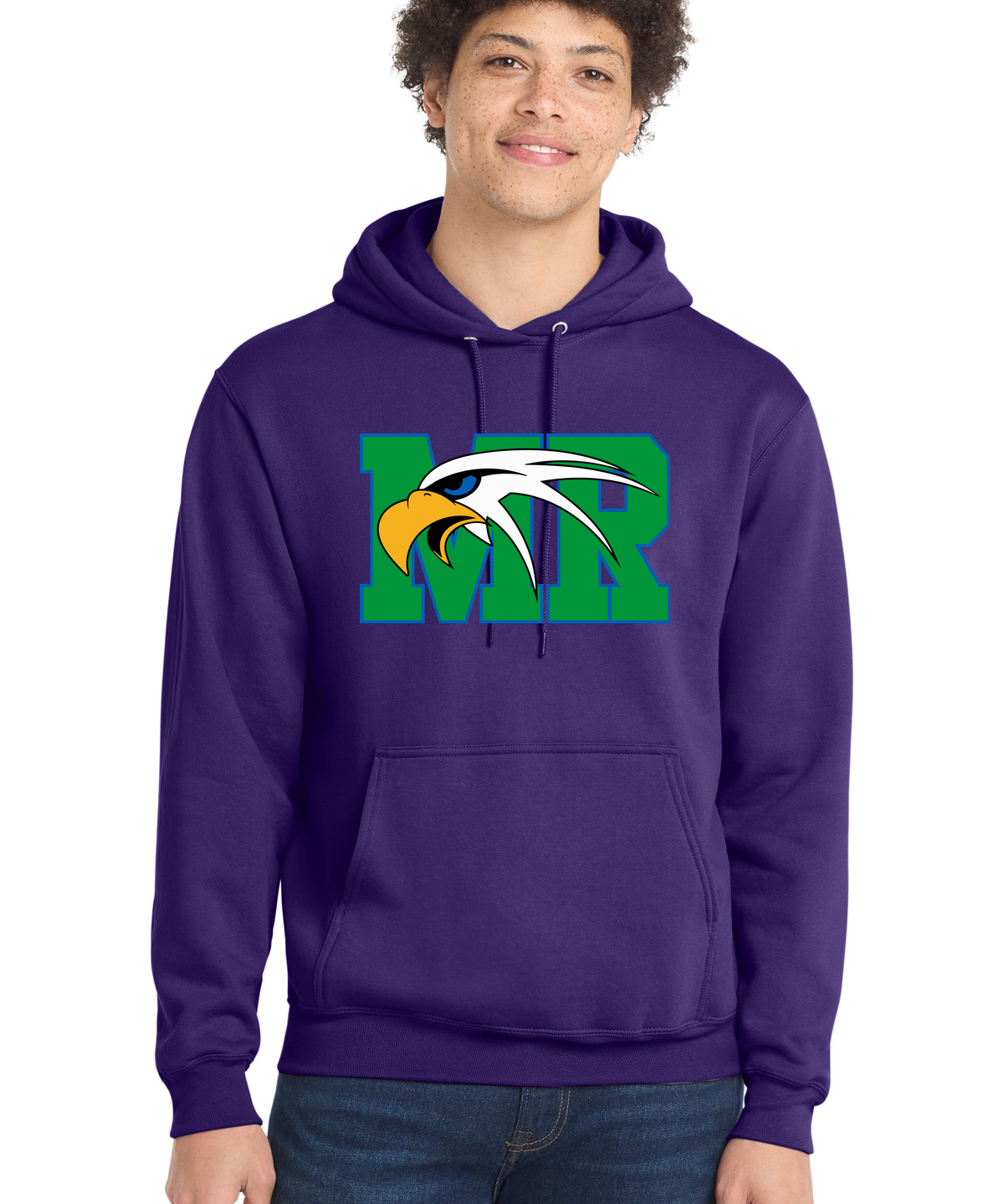 Maple River High School hockey_boys - Team Purple Port & Co Core Fleece Pullover Hooded Sweatshirt. PC78H