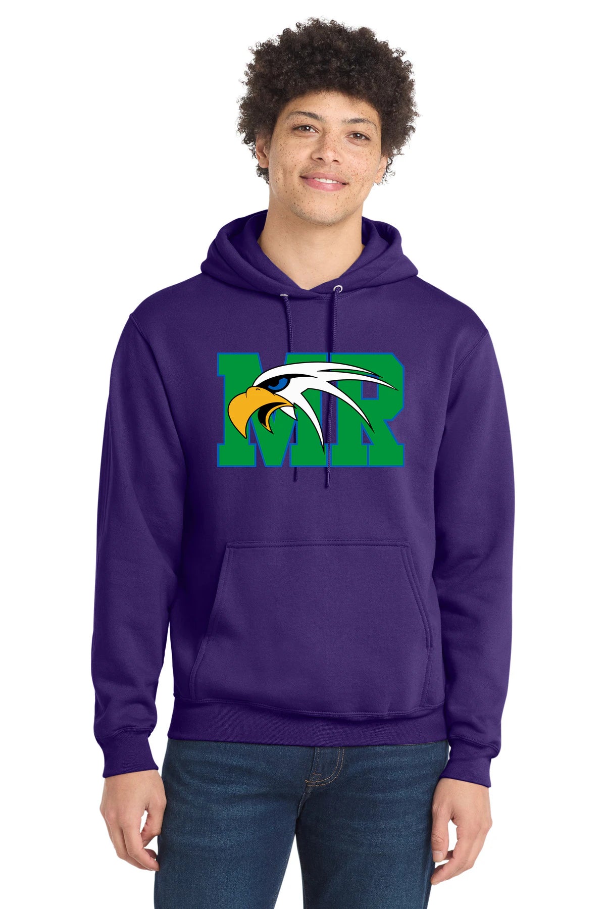 Maple River High School hockey_boys - Team Purple Port & Co Core Fleece Pullover Hooded Sweatshirt. PC78H