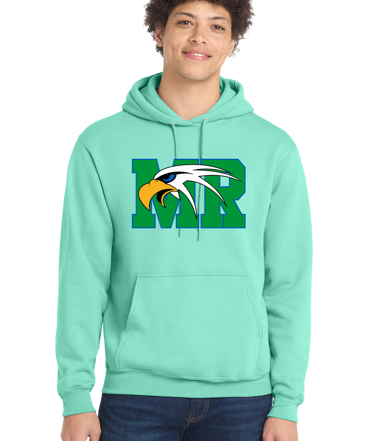 Maple River High School hockey_boys - True Celadon Port & Co Core Fleece Pullover Hooded Sweatshirt. PC78H