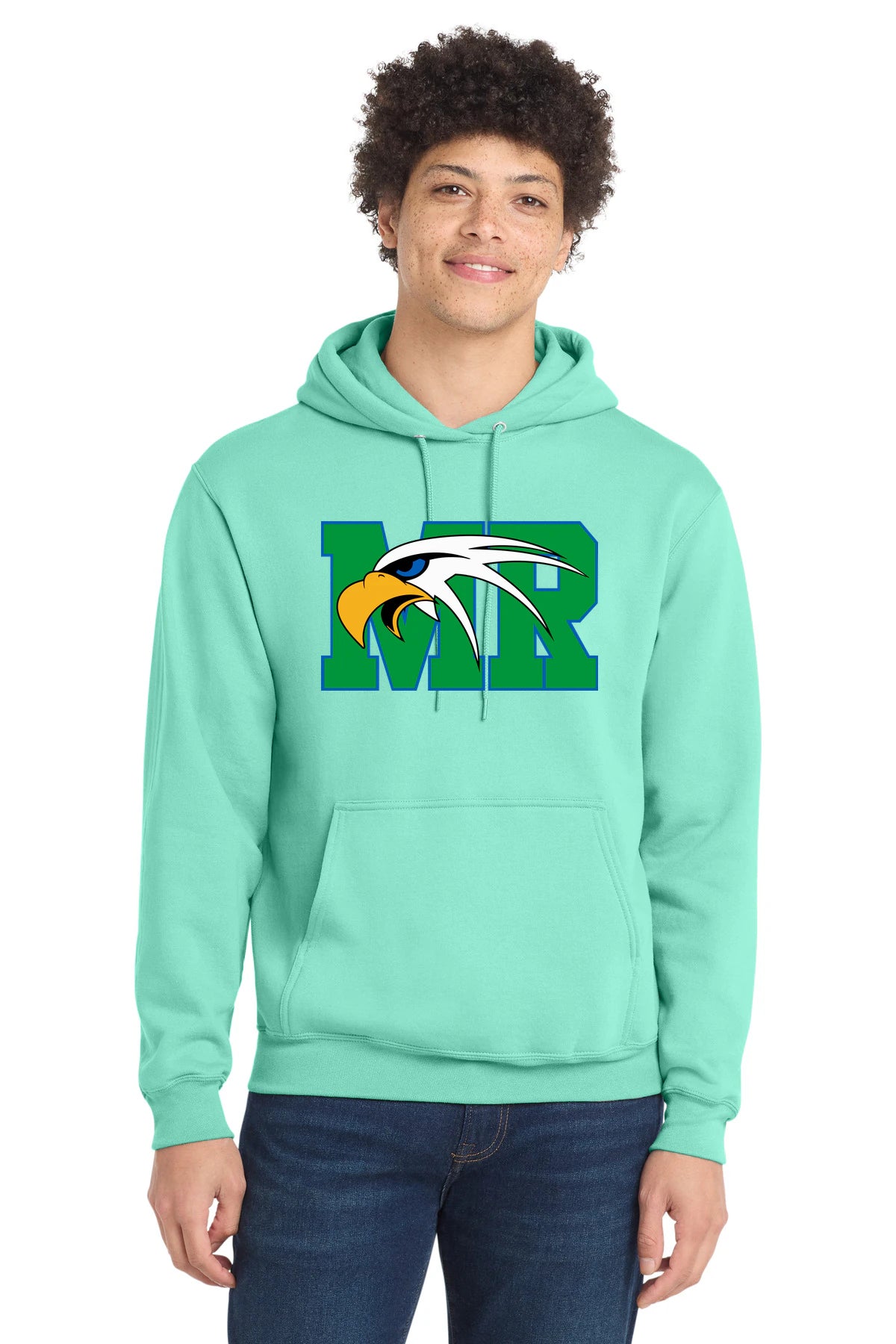 Maple River High School hockey_boys - True Celadon Port & Co Core Fleece Pullover Hooded Sweatshirt. PC78H