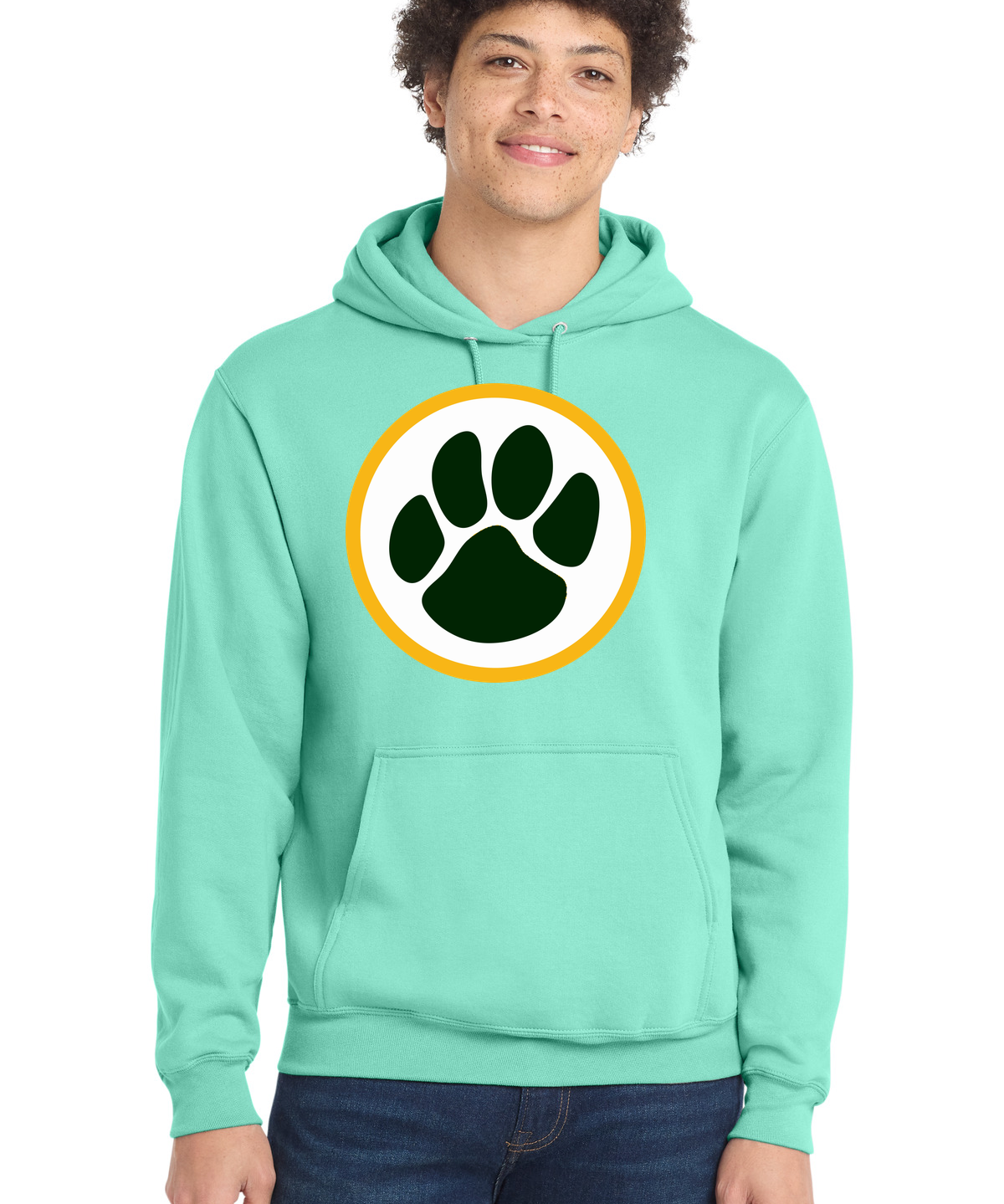 Ashwaubenon High School Football (Boys) - True Celadon Port & Co Core Fleece Pullover Hooded Sweatshirt. PC78H