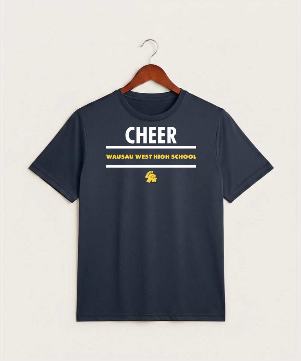 Wausau West High School Cheer - True Navy Heather Sport-Tek PosiCharge Competitor Tee. ST350