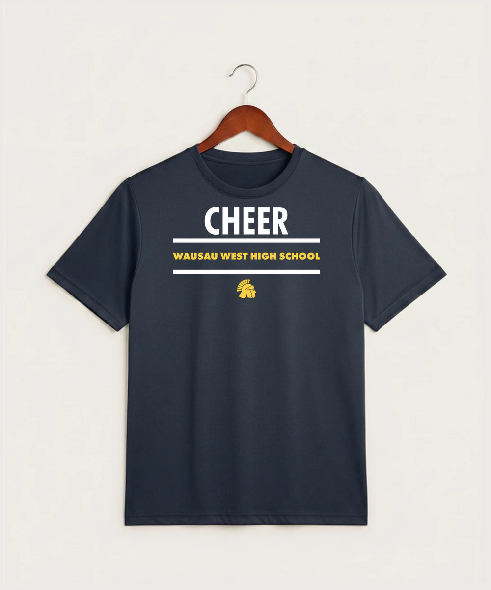 Wausau West High School Cheer - True Navy Heather Sport-Tek PosiCharge Competitor Tee. ST350