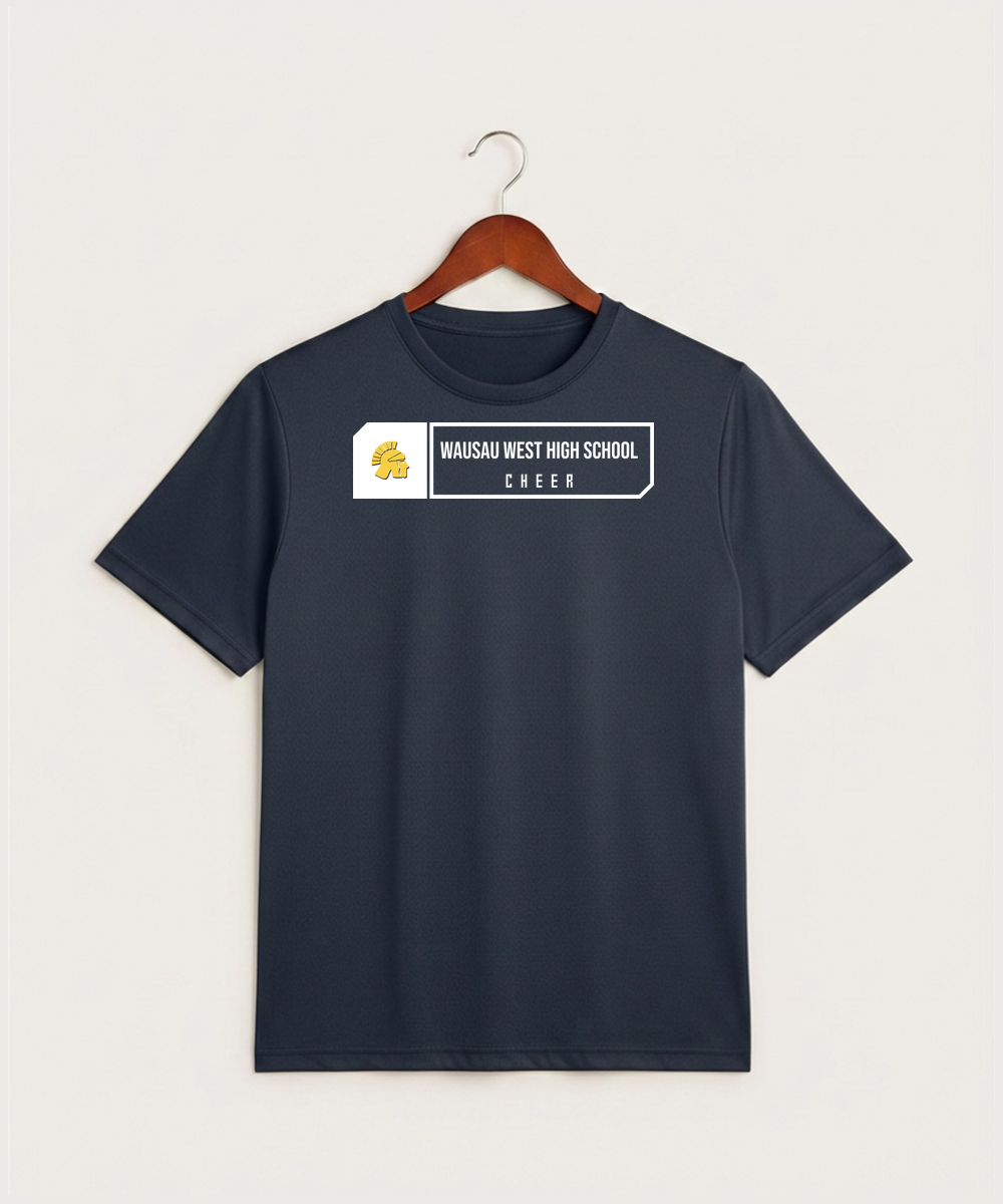 Wausau West High School Cheer - True Navy Heather Sport-Tek PosiCharge Competitor Tee. ST350