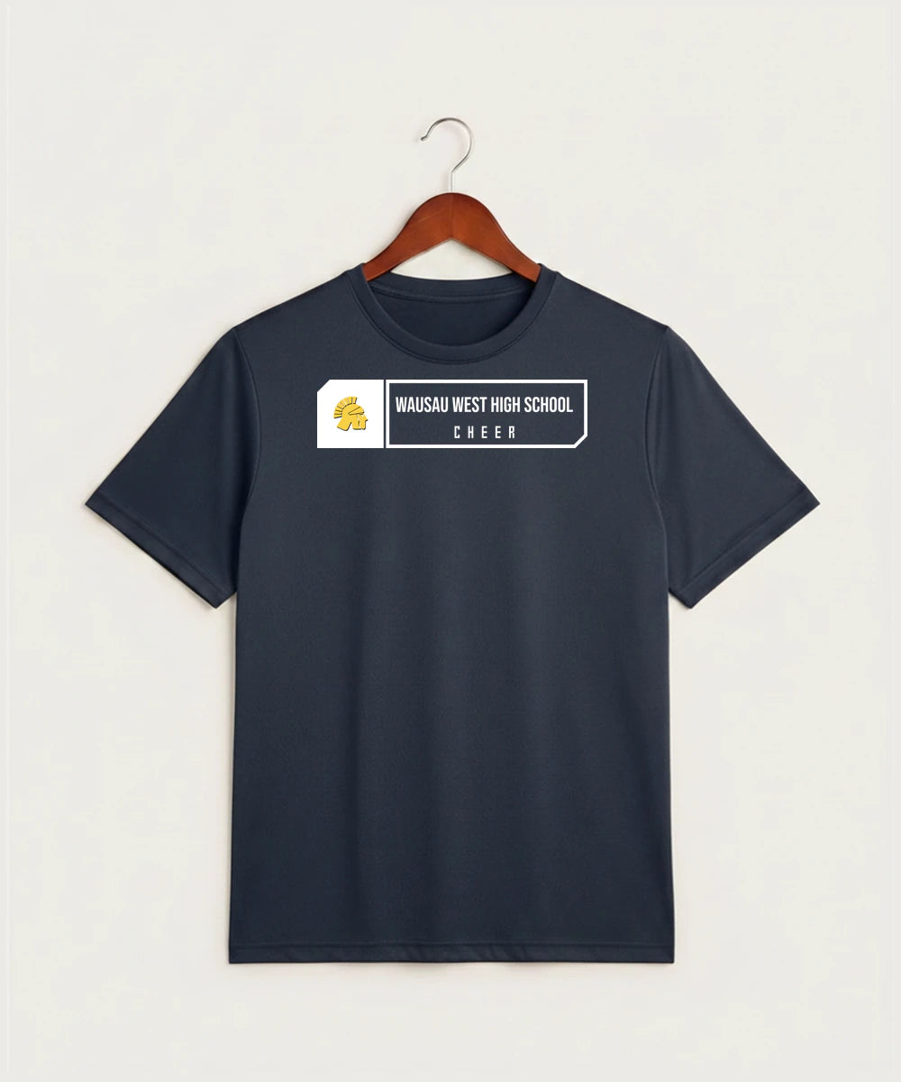 Wausau West High School Cheer - True Navy Heather Sport-Tek PosiCharge Competitor Tee. ST350