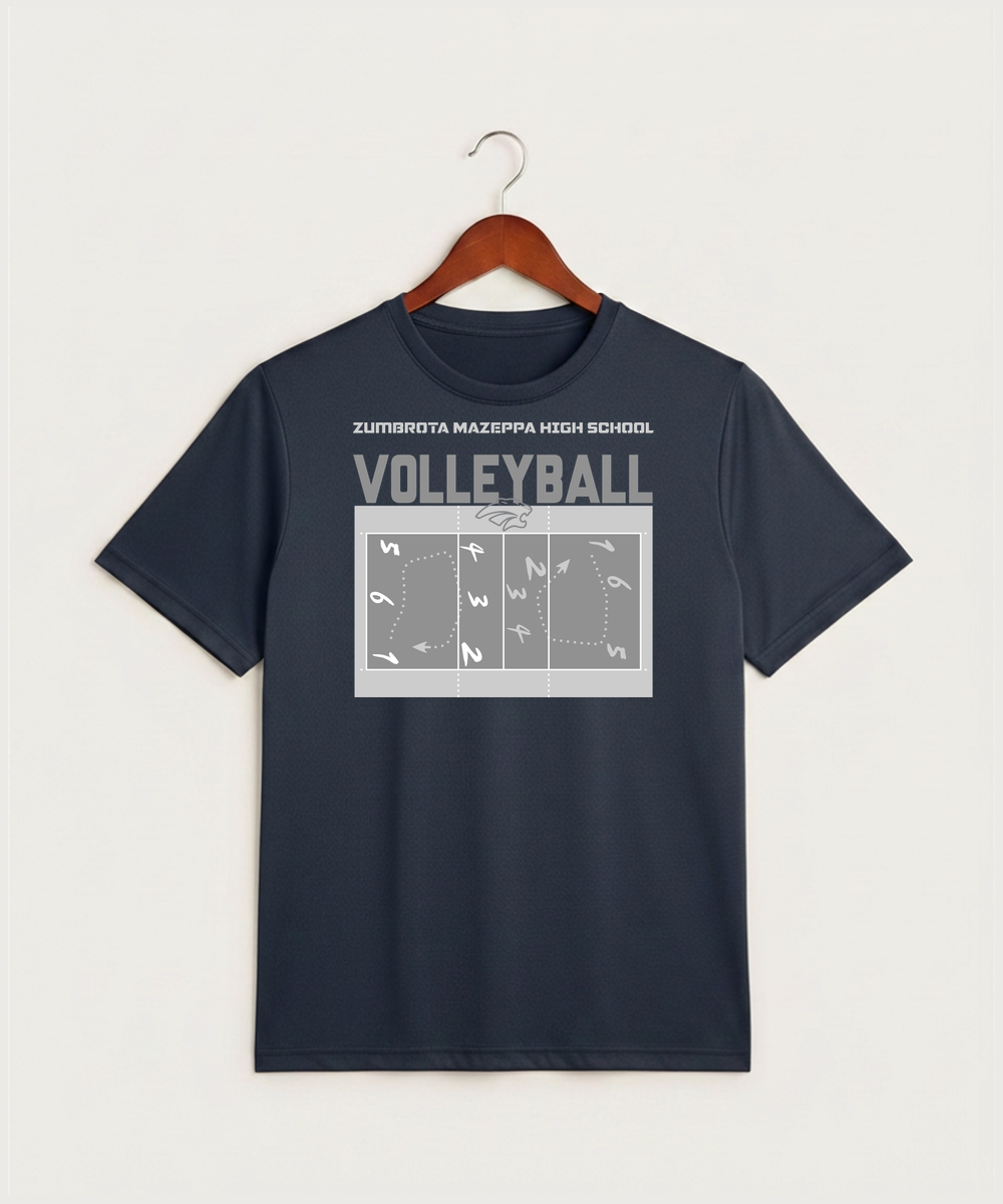 Zumbrota Mazeppa High School Volleyball (Girls) - True Navy Heather Sport-Tek PosiCharge Competitor Tee. ST350