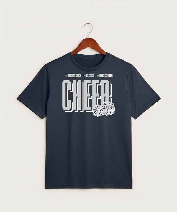 Albany High School Cheerleading - True Navy Heather Sport-Tek PosiCharge Competitor Tee. ST350