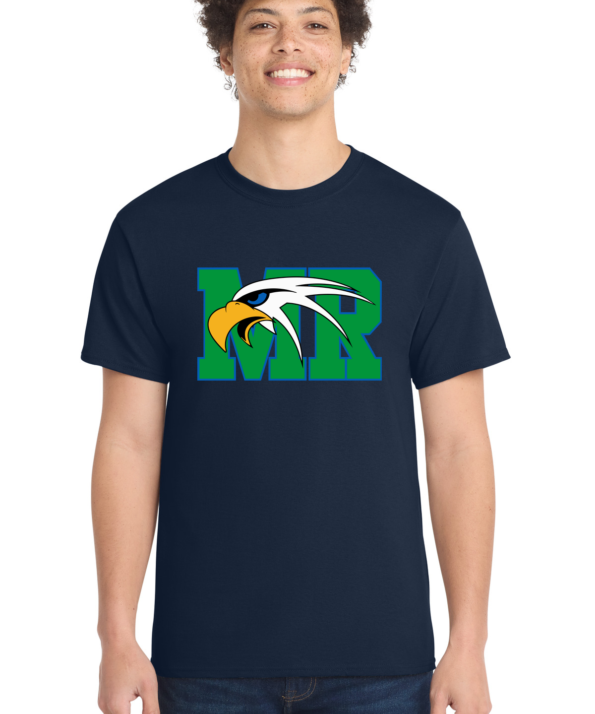 Maple River High School hockey_boys - True Navy Port & Co Core Cotton Tee. PC54