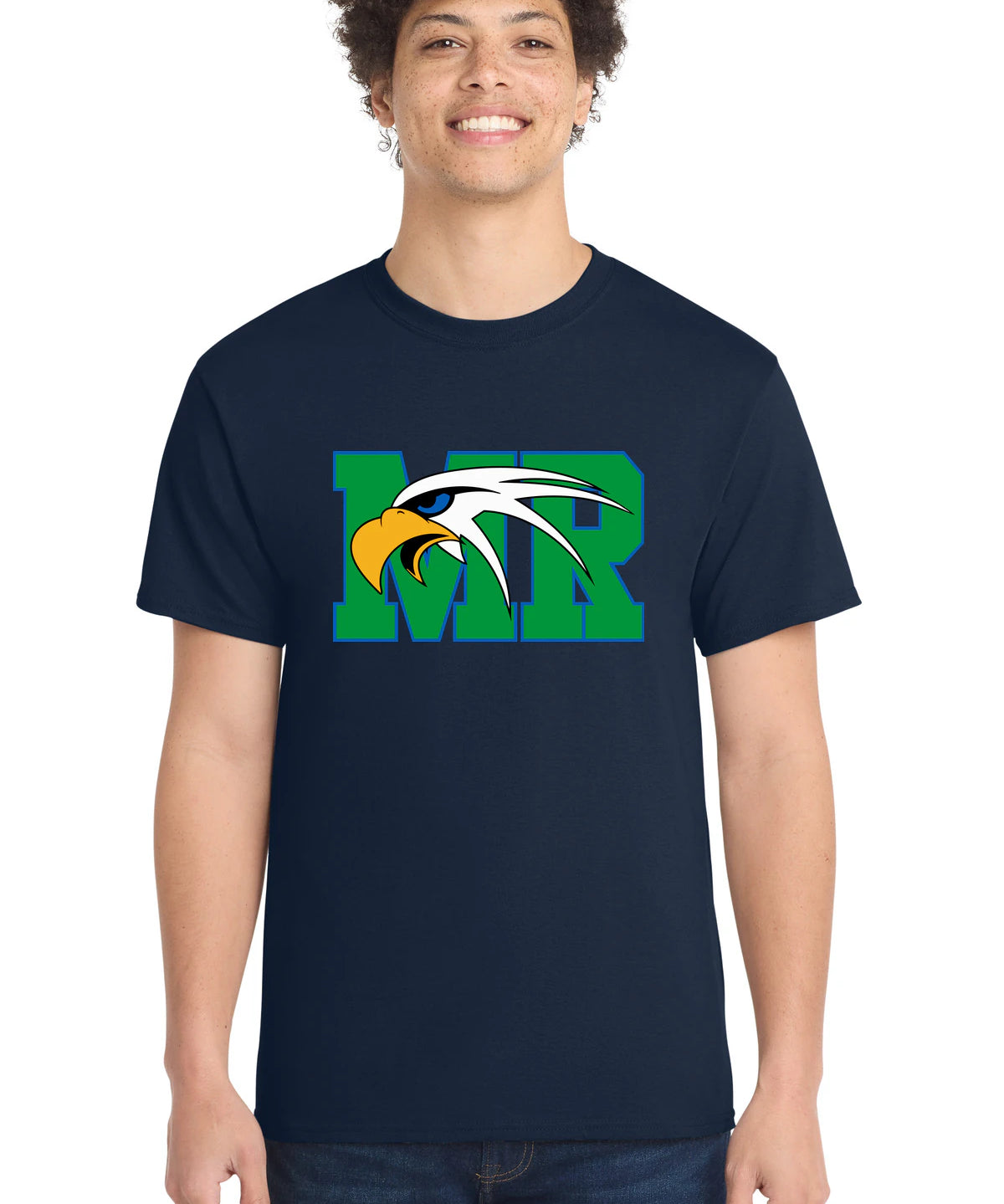 Maple River High School hockey_boys - True Navy Port & Co Core Cotton Tee. PC54
