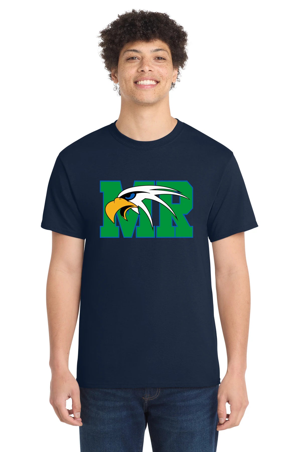 Maple River High School hockey_boys - True Navy Port & Co Core Cotton Tee. PC54