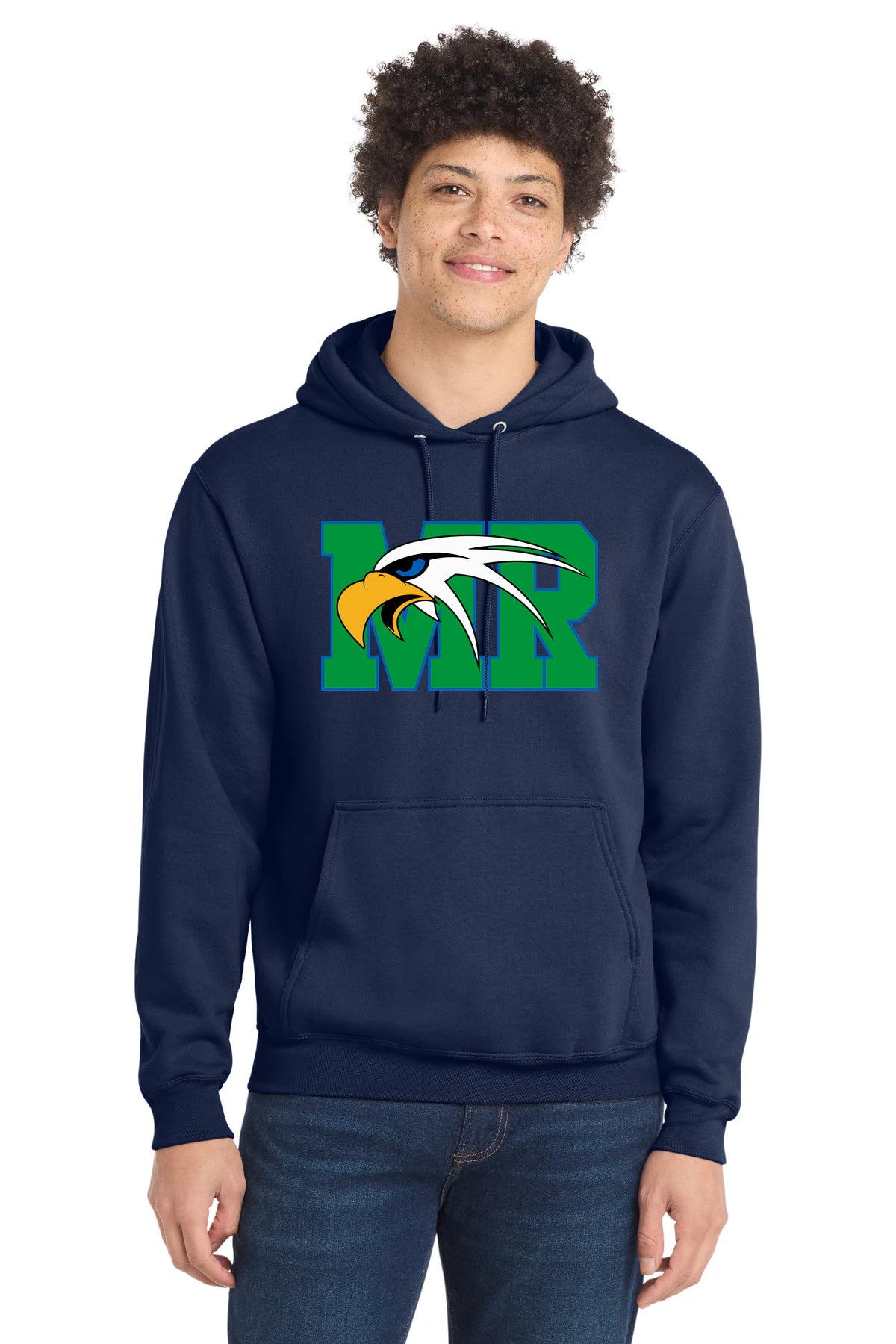 Maple River High School hockey_boys - True Navy Port & Co Core Fleece Pullover Hooded Sweatshirt. PC78H