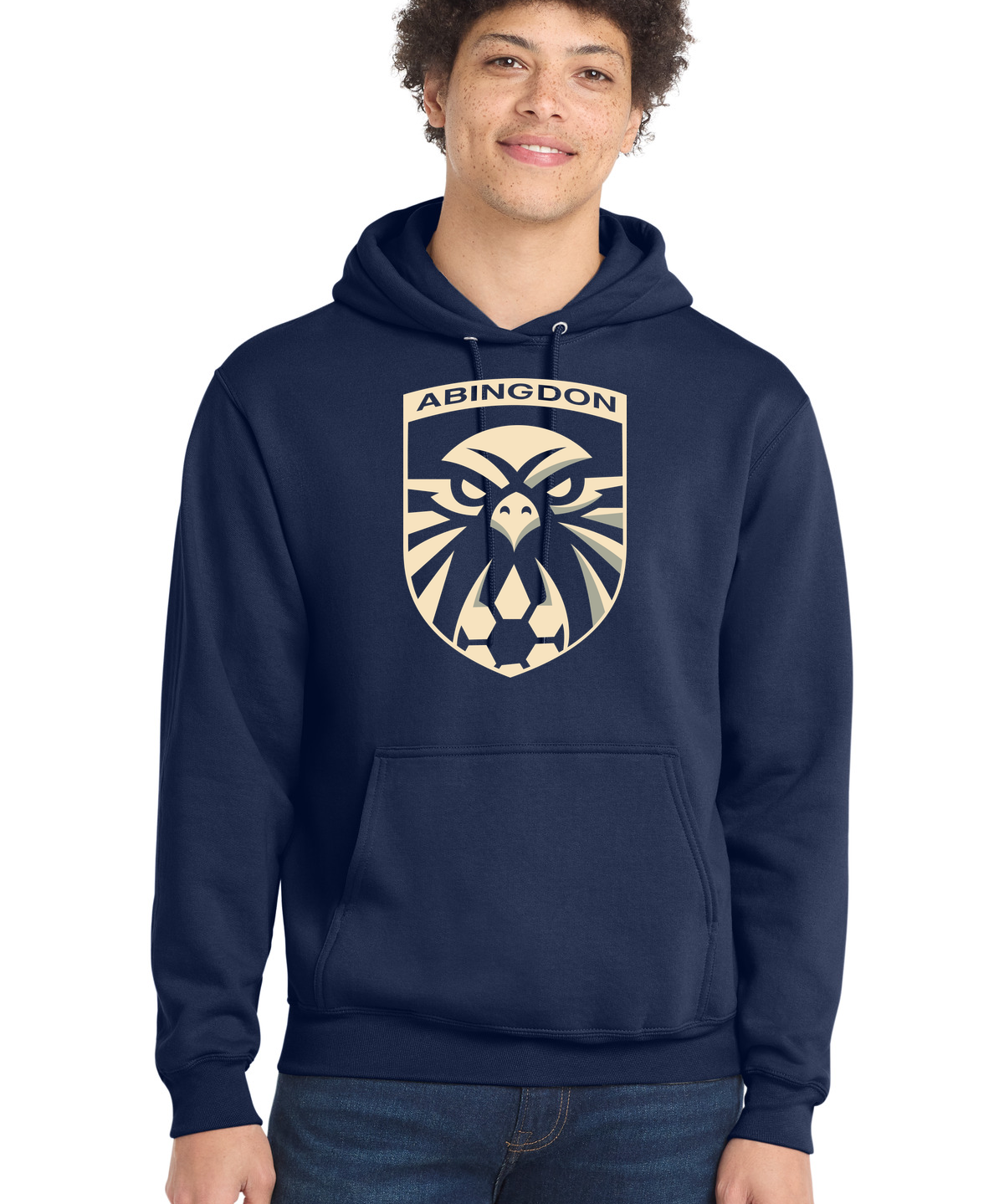 Abingdon High School soccer_boys - True Navy Port & Co Core Fleece Pullover Hooded Sweatshirt. PC78H