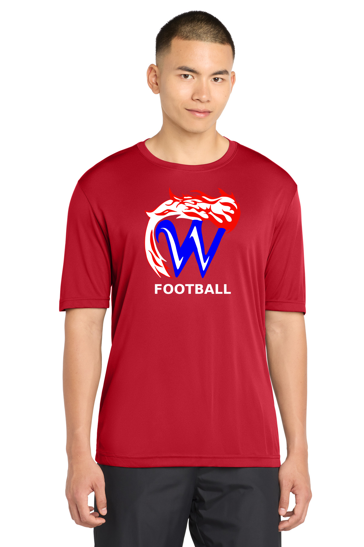 Waupaca High School Football - True Red Sport-Tek PosiCharge Competitor Tee. ST350