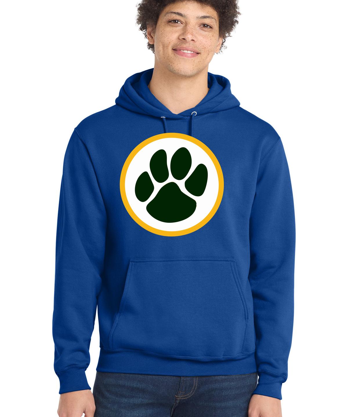 Ashwaubenon High School Football (Boys) - True Royal Port & Co Core Fleece Pullover Hooded Sweatshirt. PC78H