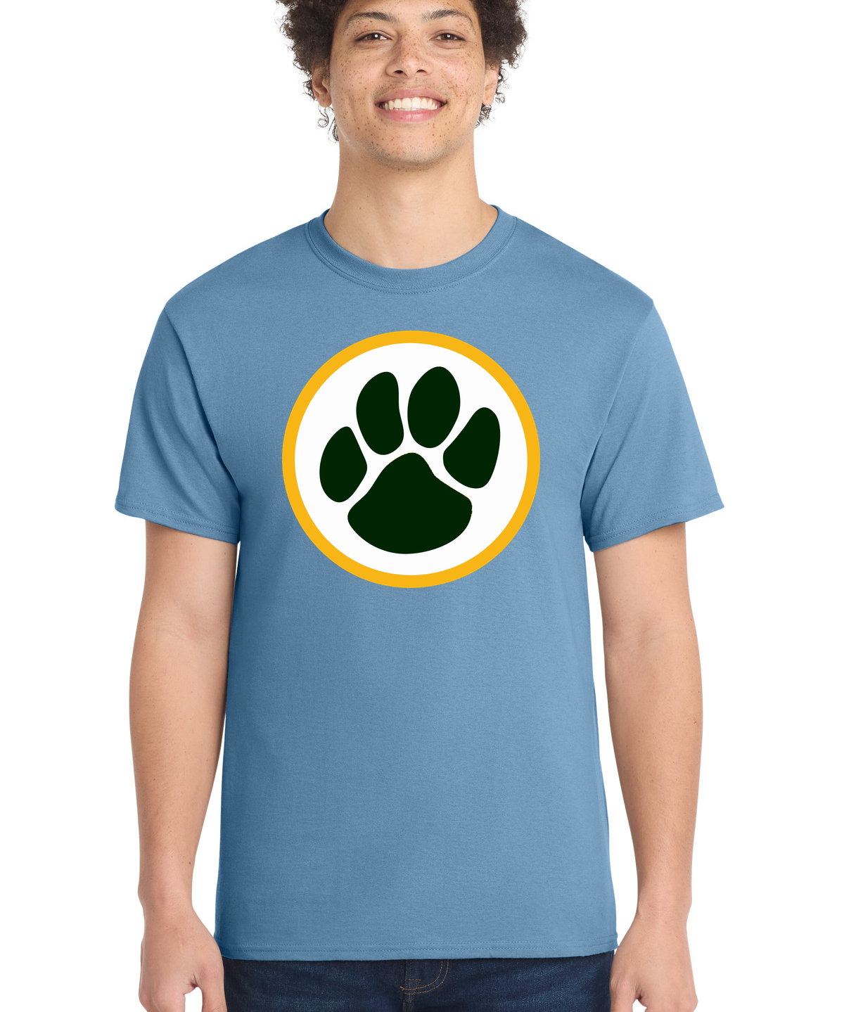 Ashwaubenon High School Football (Boys) - Tundra Blue Port & Co Core Cotton Tee. PC54