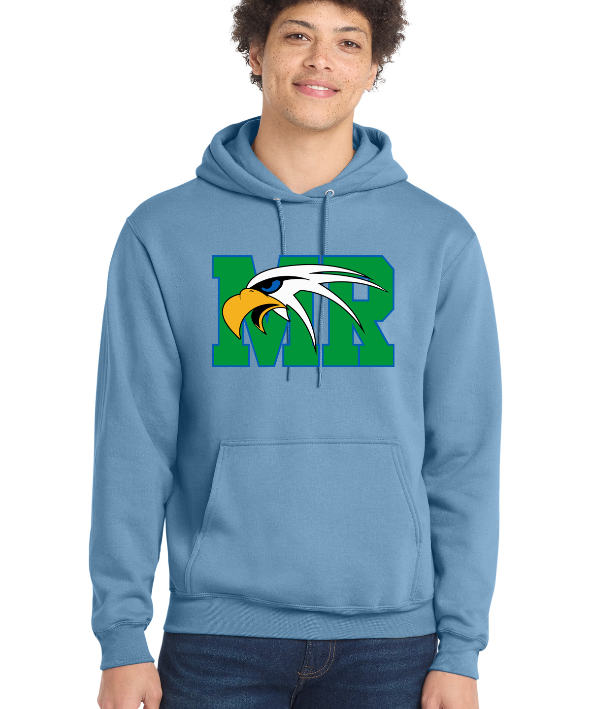 Maple River High School hockey_boys - Tundra Blue Port & Co Core Fleece Pullover Hooded Sweatshirt. PC78H