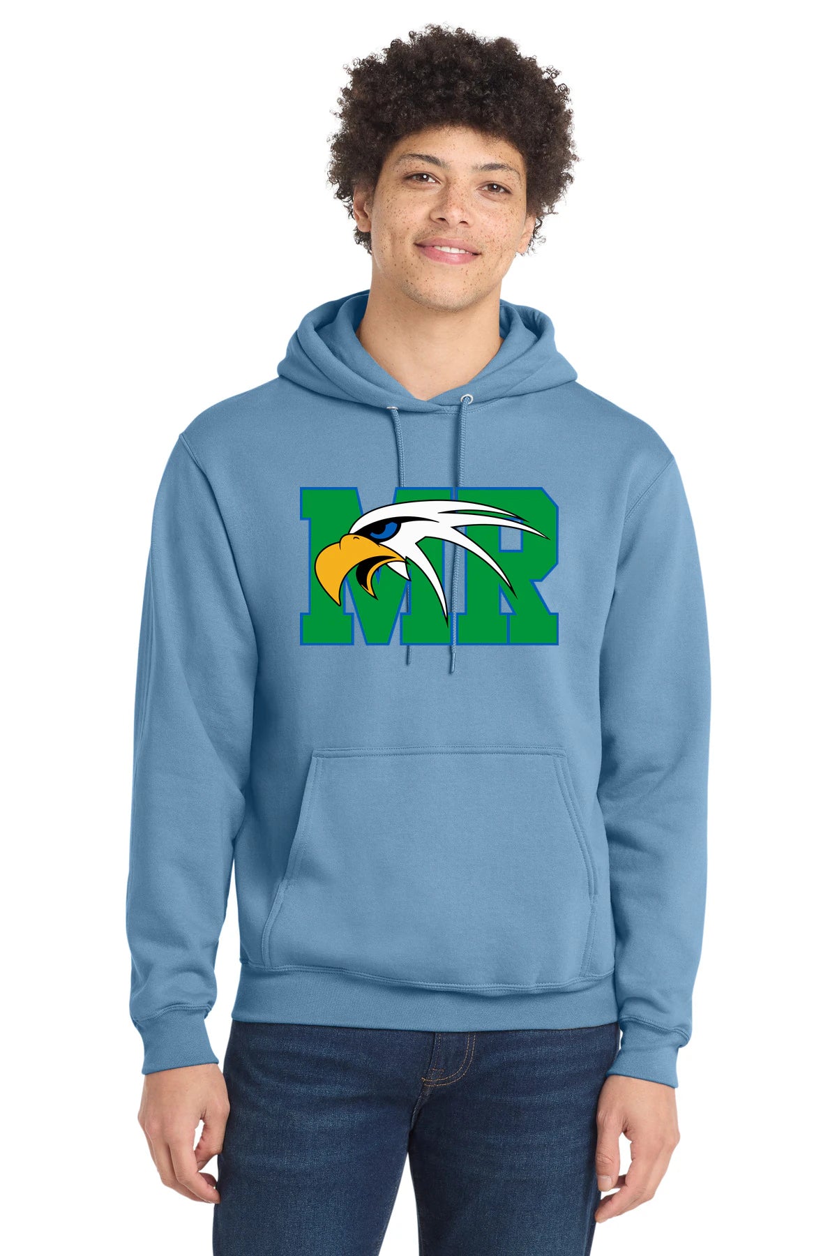 Maple River High School hockey_boys - Tundra Blue Port & Co Core Fleece Pullover Hooded Sweatshirt. PC78H