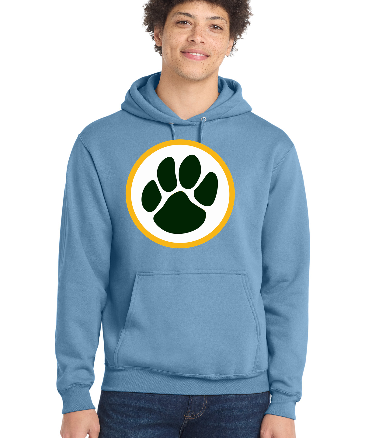 Ashwaubenon High School Football (Boys) - Tundra Blue Port & Co Core Fleece Pullover Hooded Sweatshirt. PC78H