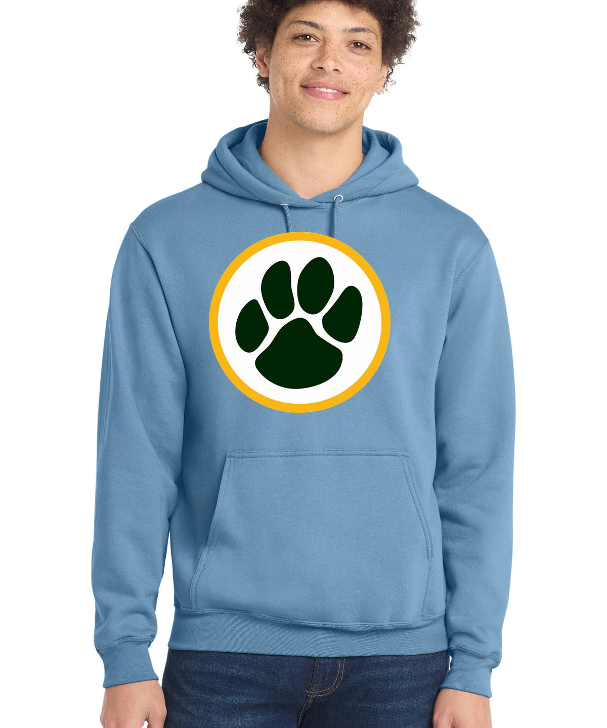 Ashwaubenon High School Football (Boys) - Tundra Blue Port & Co Core Fleece Pullover Hooded Sweatshirt. PC78H