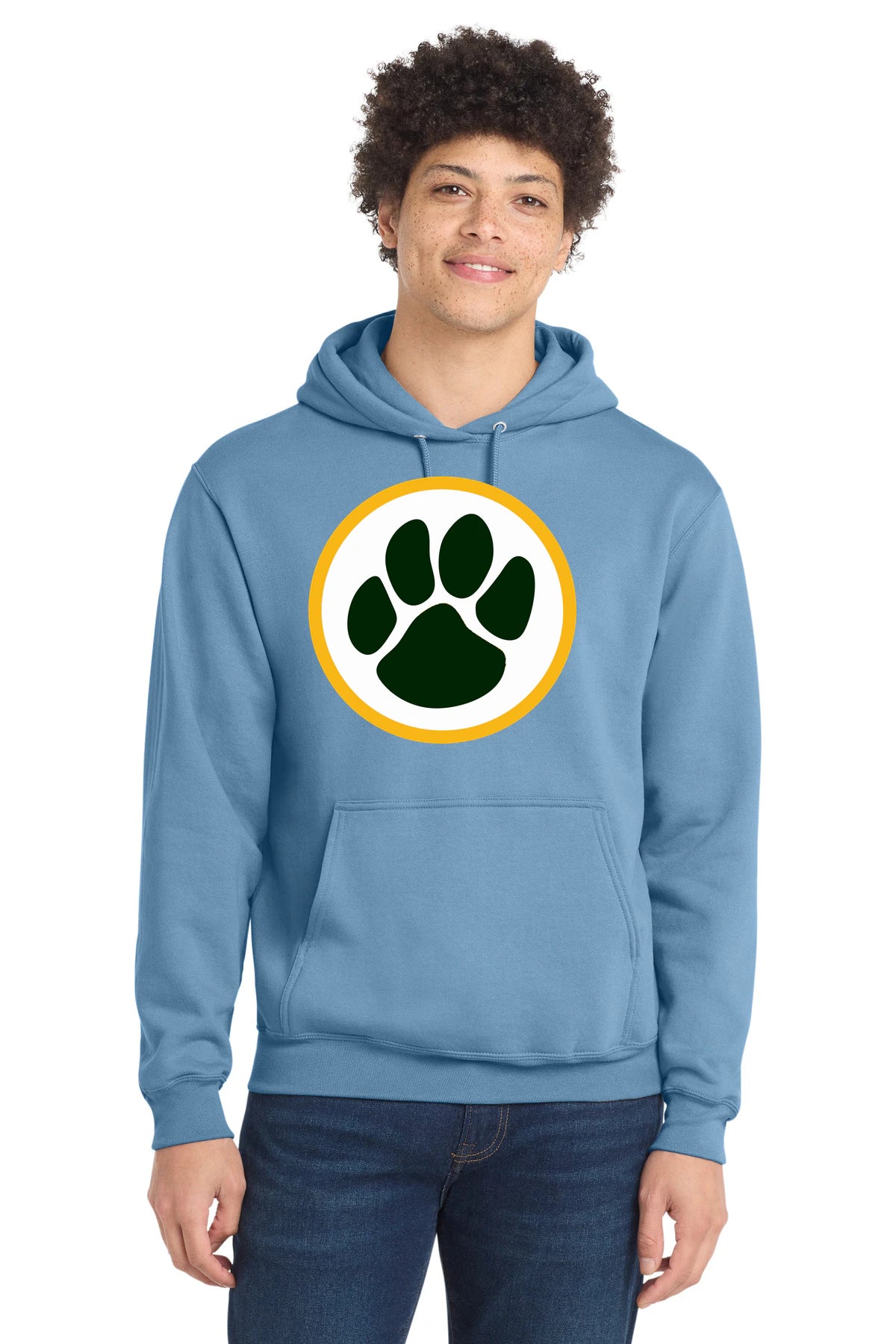 Ashwaubenon High School Football (Boys) - Tundra Blue Port & Co Core Fleece Pullover Hooded Sweatshirt. PC78H