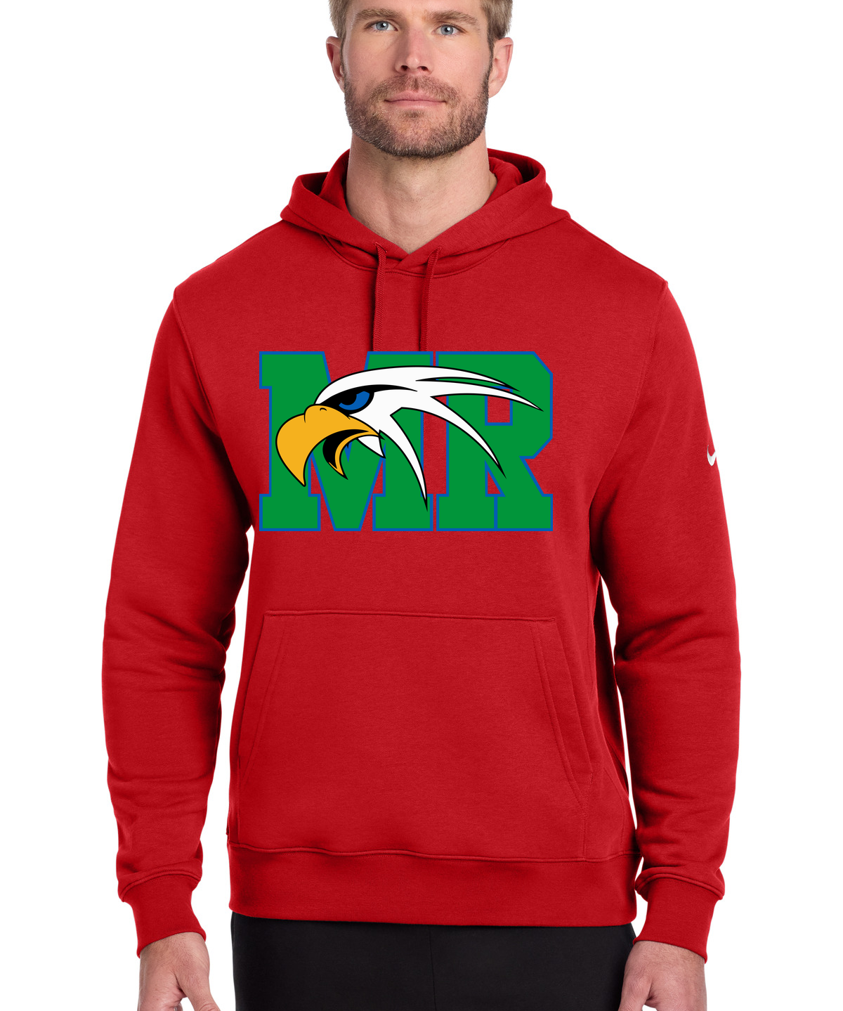 Maple River High School hockey_boys - University Red Nike Club Fleece Sleeve Swoosh Pullover Hoodie NKDR1499