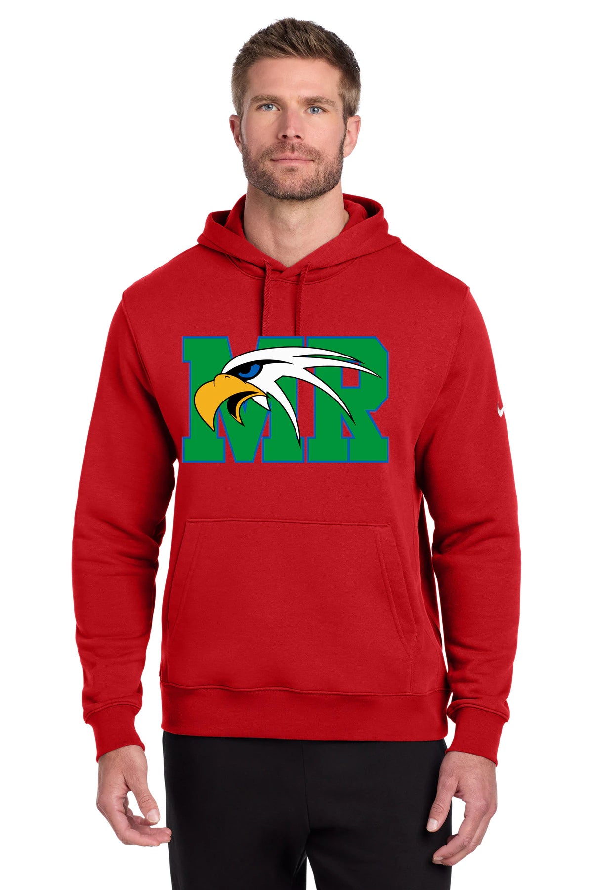 Maple River High School hockey_boys - University Red Nike Club Fleece Sleeve Swoosh Pullover Hoodie NKDR1499