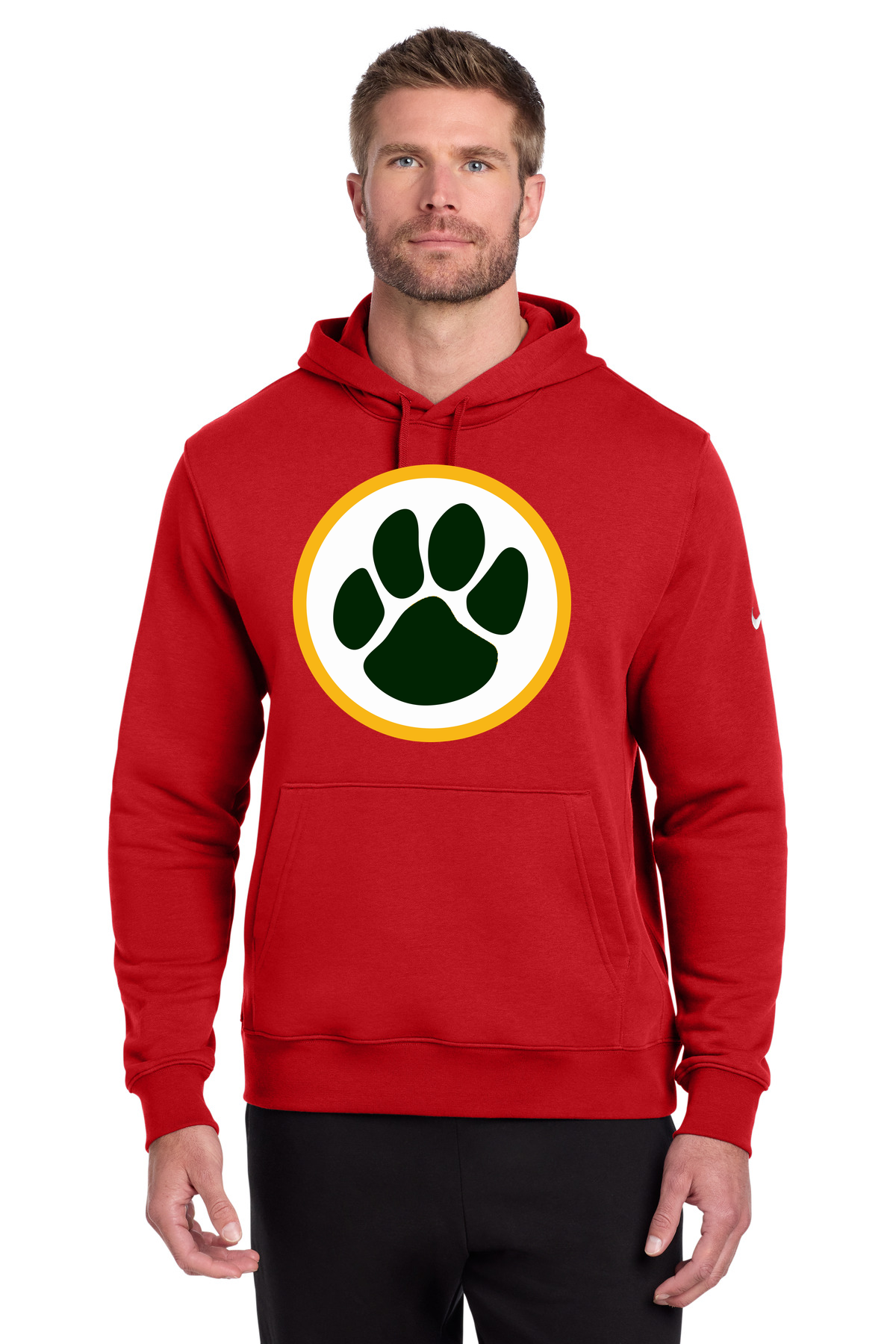 Ashwaubenon High School Football (Boys) - University Red Nike Club Fleece Sleeve Swoosh Pullover Hoodie NKDR1499