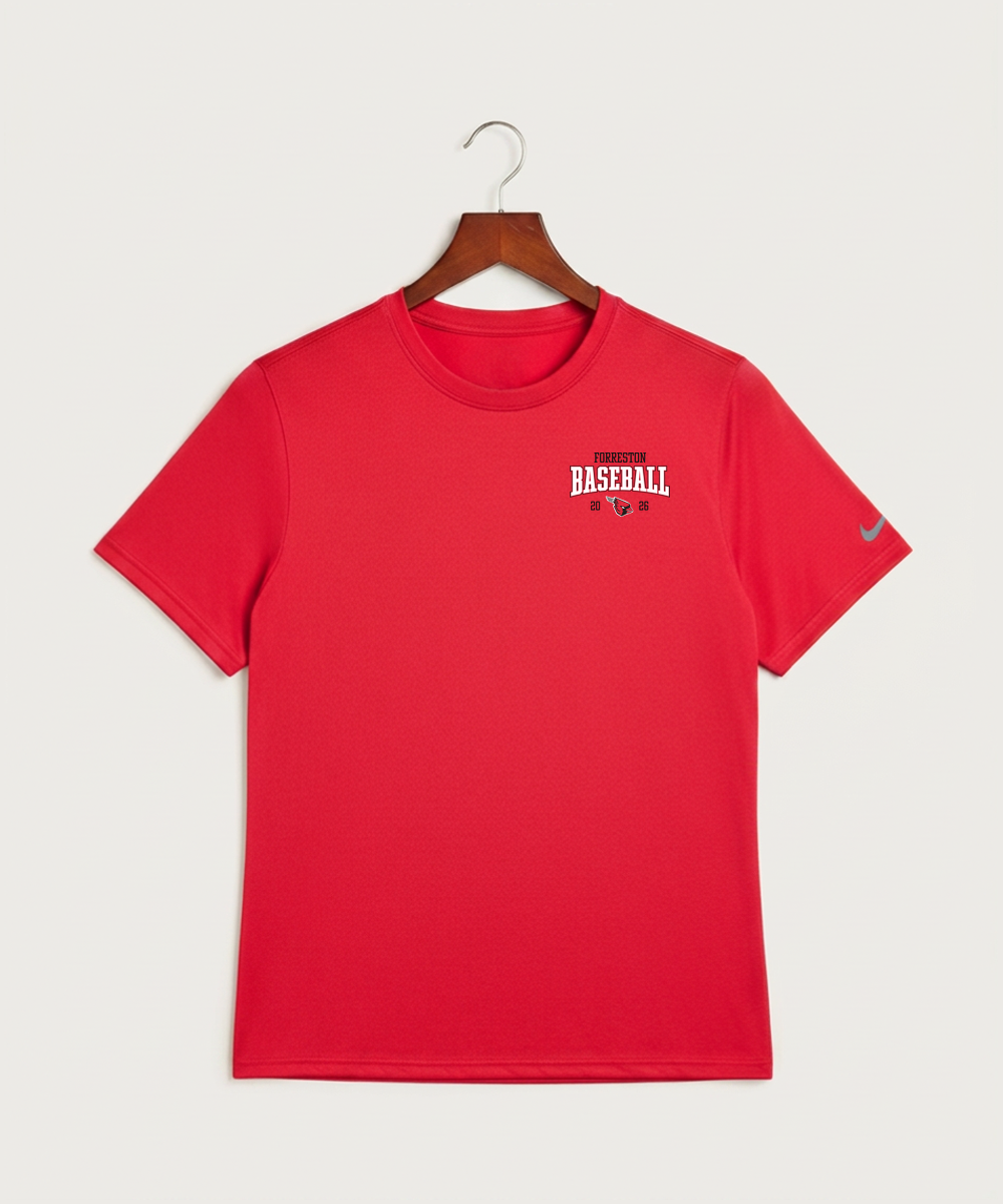 Forreston Baseball - University Red Nike Swoosh Sleeve rLegend Tee NKDX8730