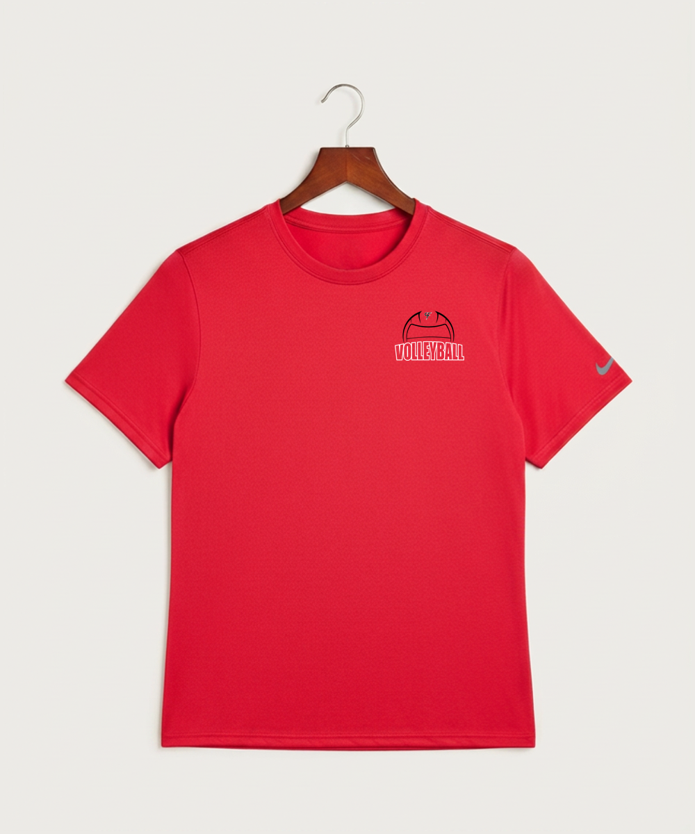 Cannon Falls High School Volleyball (Girls) - University Red Nike Swoosh Sleeve rLegend Tee NKDX8730
