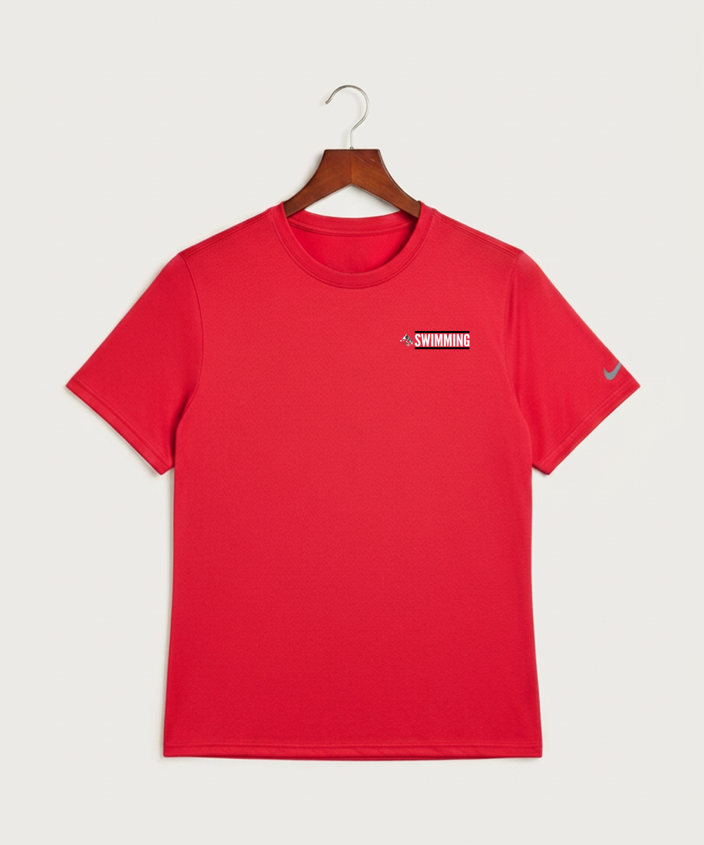 John Marshall High School Swim Dive Girls - University Red Nike Swoosh Sleeve rLegend Tee NKDX8730
