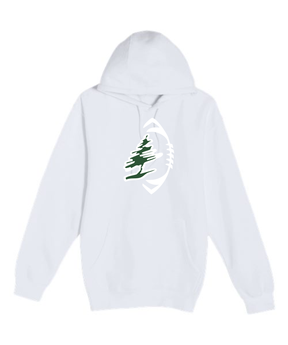 DC Everest Middle School Football — example store - White Hoodie Value - Full Front