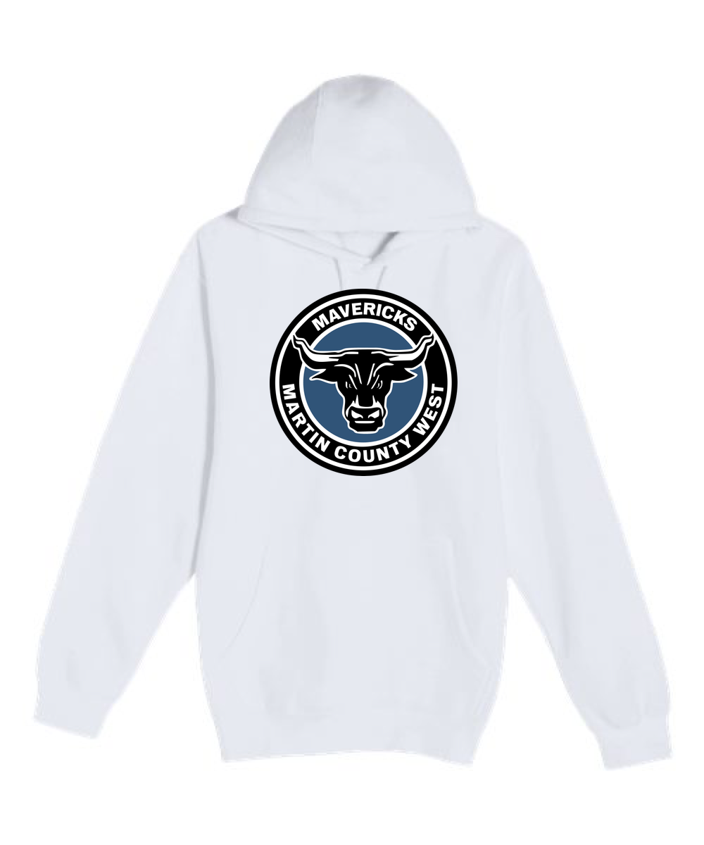 Martin County West Football - White Hoodie Value - Full Front
