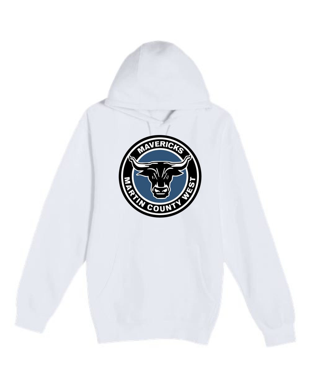 Martin County West Football - White Hoodie Value - Full Front