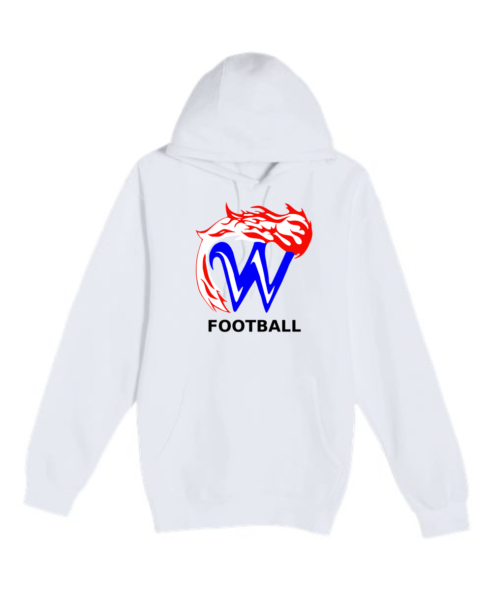 Waupaca High School Football - White Hoodie Value - Full Front