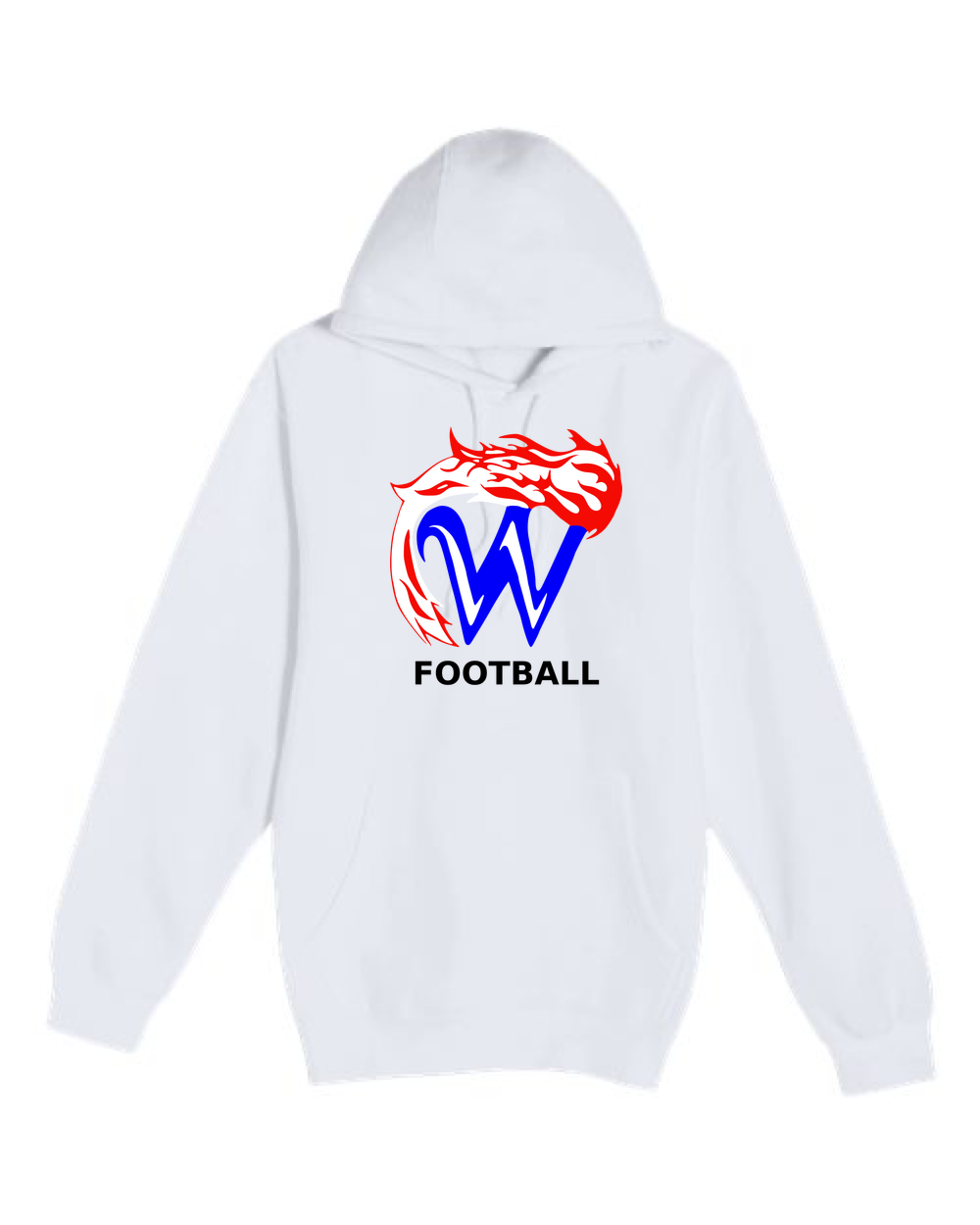Waupaca High School Football - White Hoodie Value - Full Front