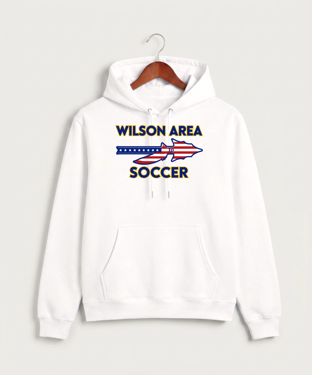 Wilson Area School Soccer Soccer - White Hoodie Value - Full Front
