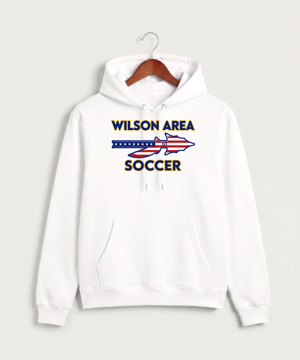 Wilson Area School Soccer Soccer - White Hoodie Value - Full Front