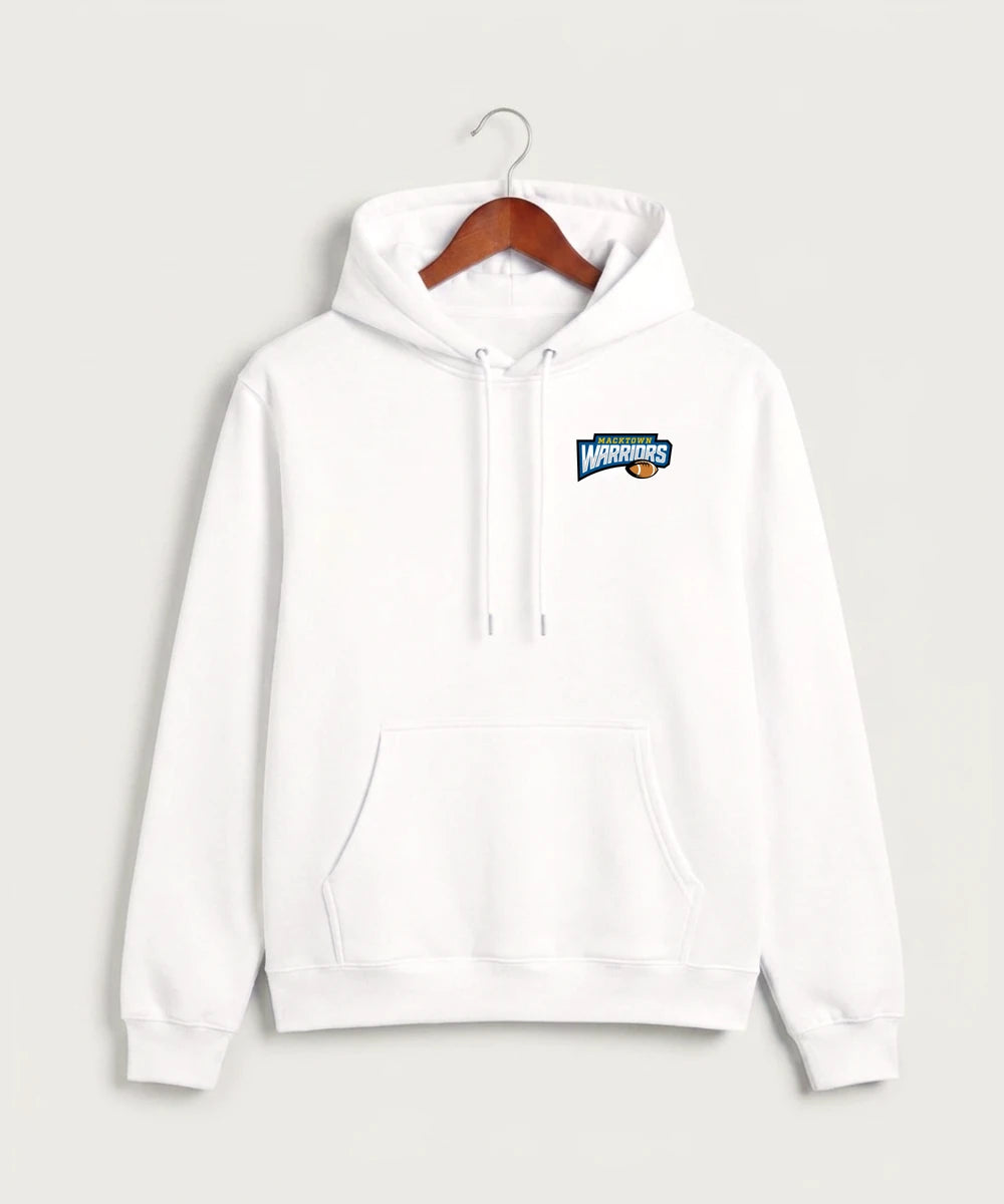Macktown Warriors Football (Boys) - White Hoodie Value - Left Chest
