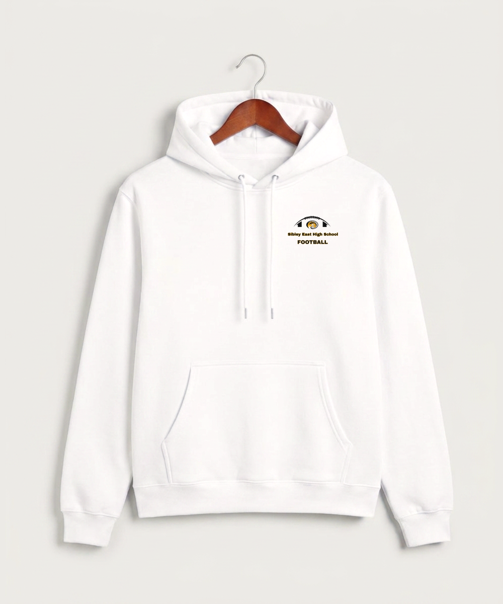 Sibley East High School Football (Boys) - White Hoodie Value - Left Chest