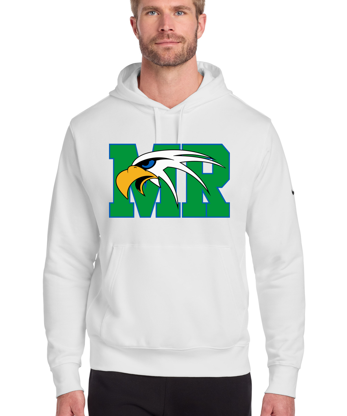 Maple River High School hockey_boys - White Nike Club Fleece Sleeve Swoosh Pullover Hoodie NKDR1499