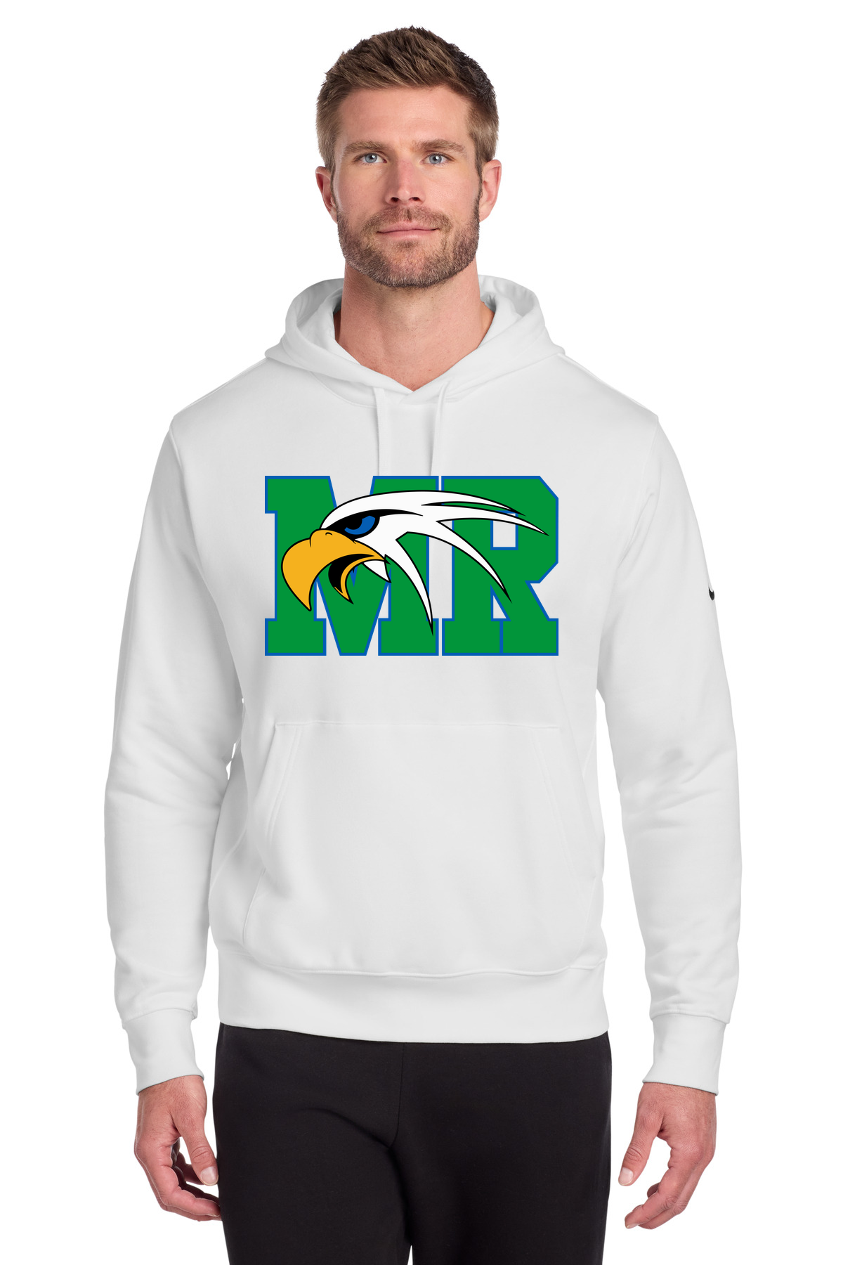 Maple River High School hockey_boys - White Nike Club Fleece Sleeve Swoosh Pullover Hoodie NKDR1499