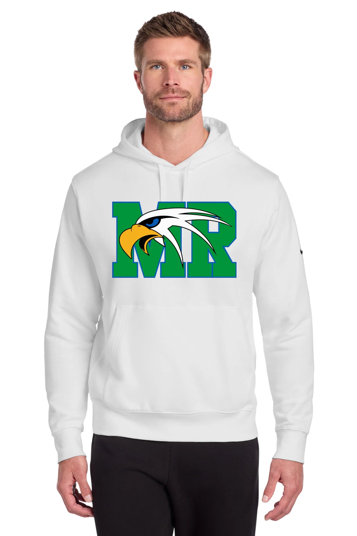 Maple River High School hockey_boys - White Nike Club Fleece Sleeve Swoosh Pullover Hoodie NKDR1499