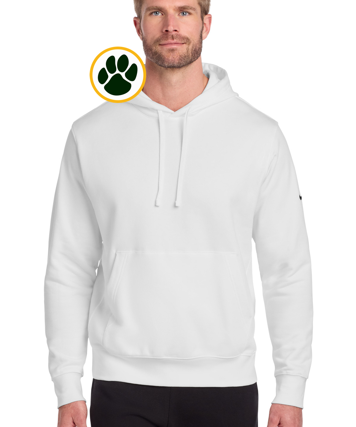 Ashwaubenon High School Football (Boys) - White Nike Club Fleece Sleeve Swoosh Pullover Hoodie NKDR1499