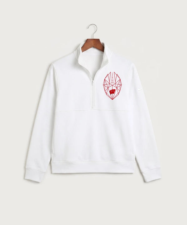 Wisconsin Lutheran High School Football (Boys) - White Nike Club Fleece Sleeve Swoosh 1/2-Zip NKDX6718