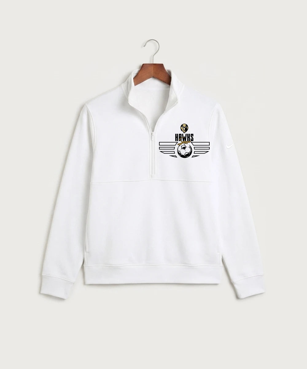 Hudson Catholic High School Soccer Team Store - White Nike Club Fleece Sleeve Swoosh 1/2-Zip NKDX6718