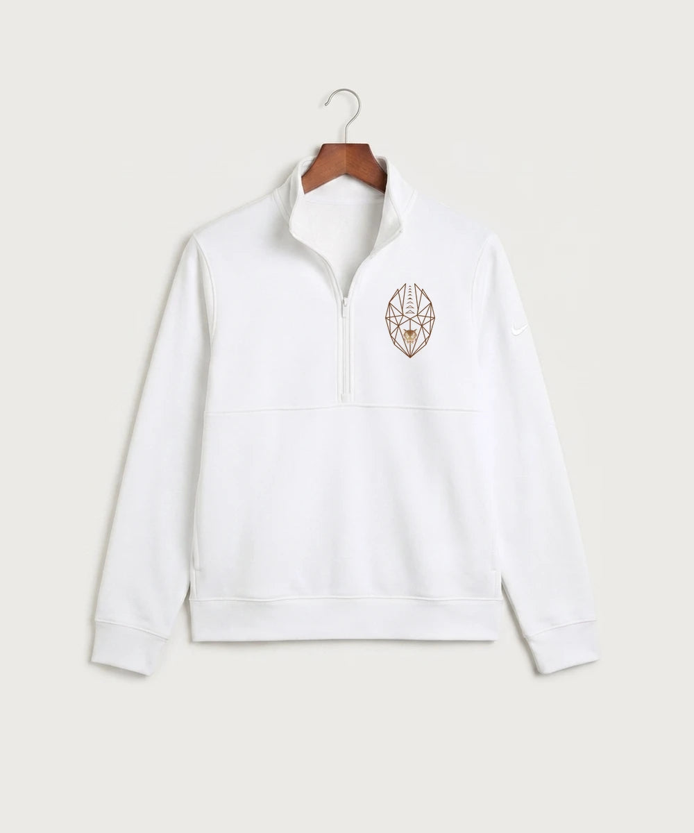 Ada Borup High School Football (Boys) - White Nike Club Fleece Sleeve Swoosh 1/2-Zip NKDX6718