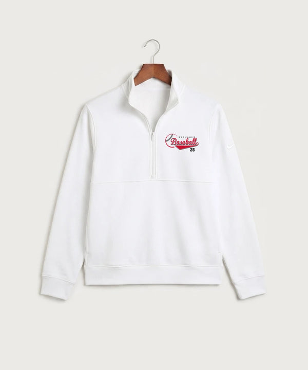 Sauk Valley Community College Baseball Team Store - White Nike Club Fleece Sleeve Swoosh 1/2-Zip NKDX6718